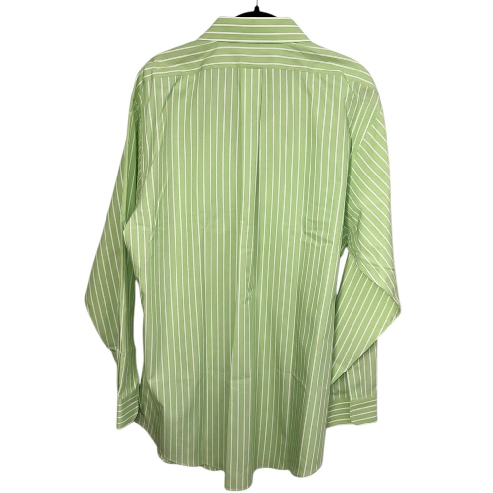 Brooks Brothers Dress Shirt Mens 17-34 Cotton Slim Fit Green & White Stripe - Picture 6 of 9
